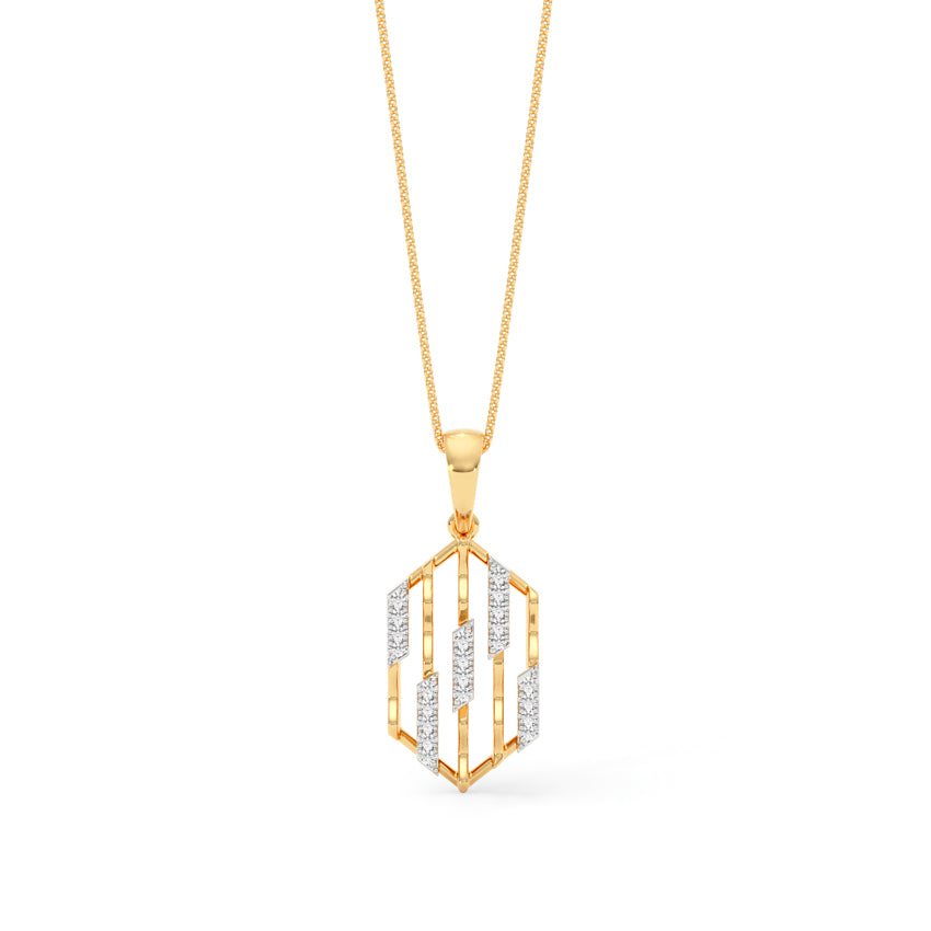 Hexagonal Lattice Gold Diamond Pendant