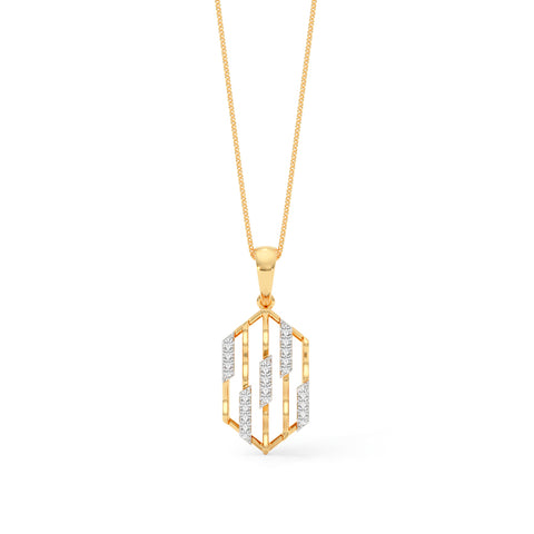 Hexagonal Lattice Gold Diamond Pendant