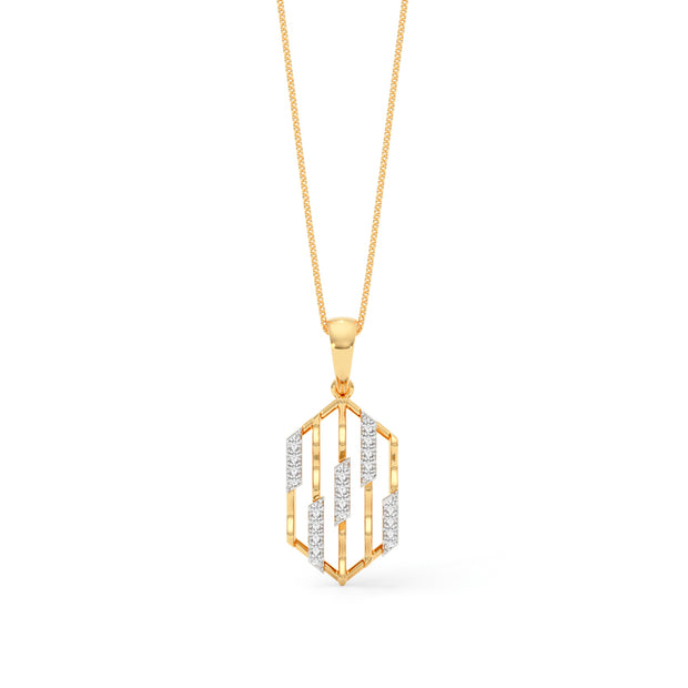 Hexagonal Lattice Gold Diamond Pendant