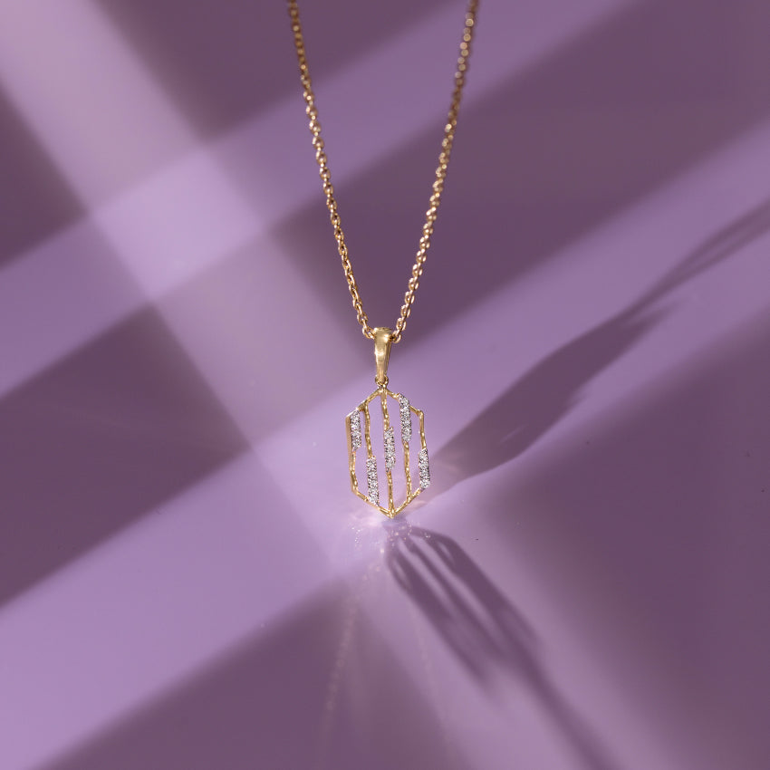 Hexagonal Lattice Gold Diamond Pendant