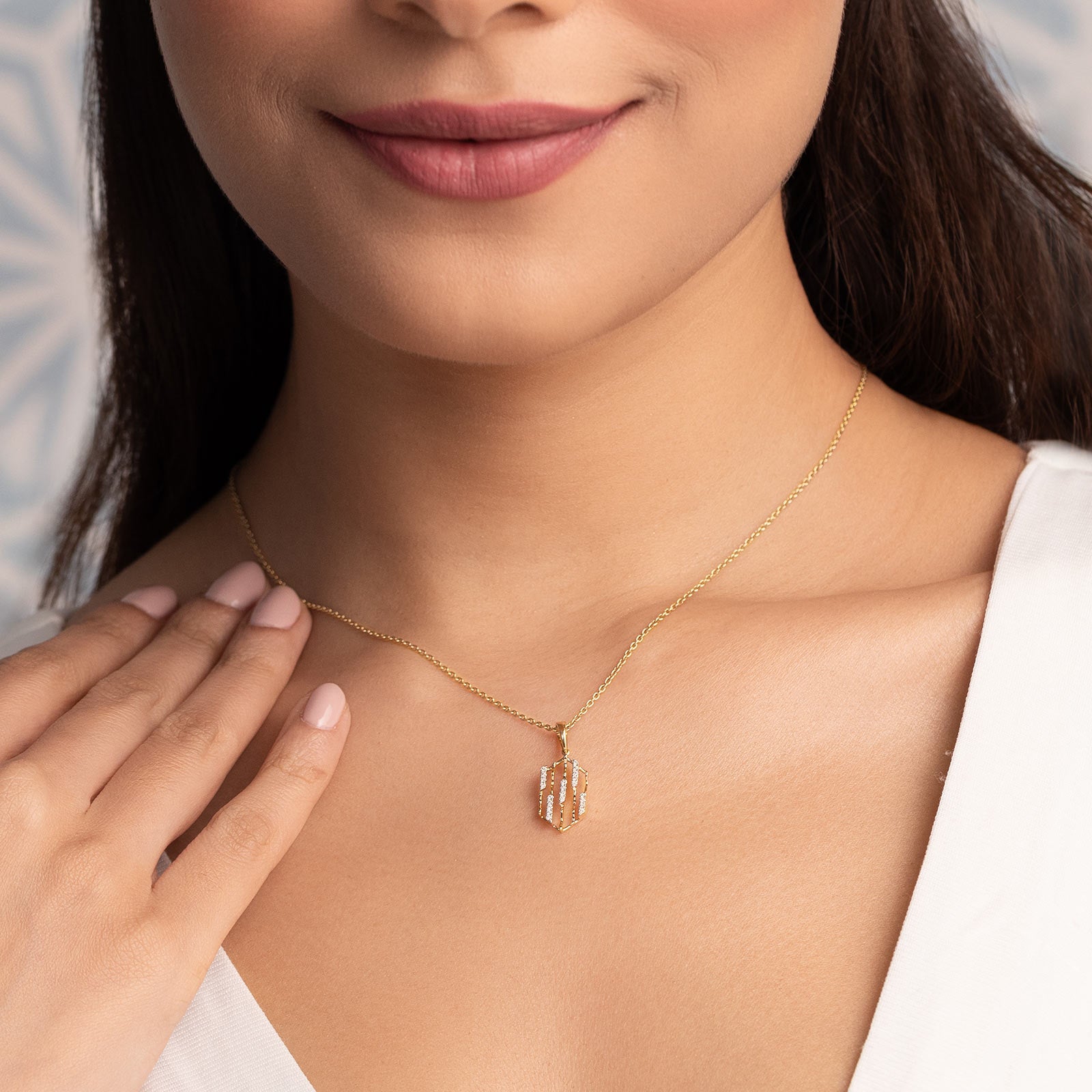Hexagonal Lattice Gold Diamond Pendant