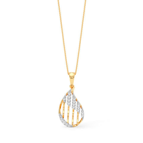 Lattice Teardrop Gold Diamond Pendant