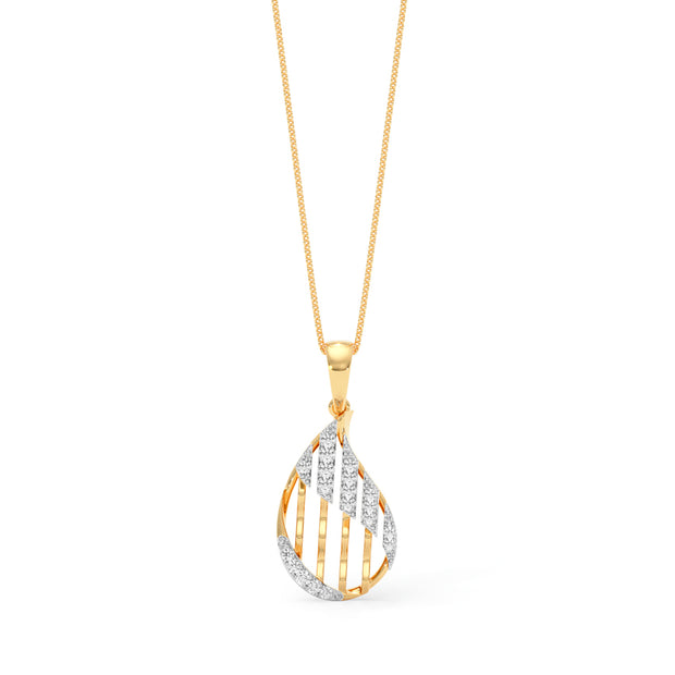 Lattice Teardrop Gold Diamond Pendant