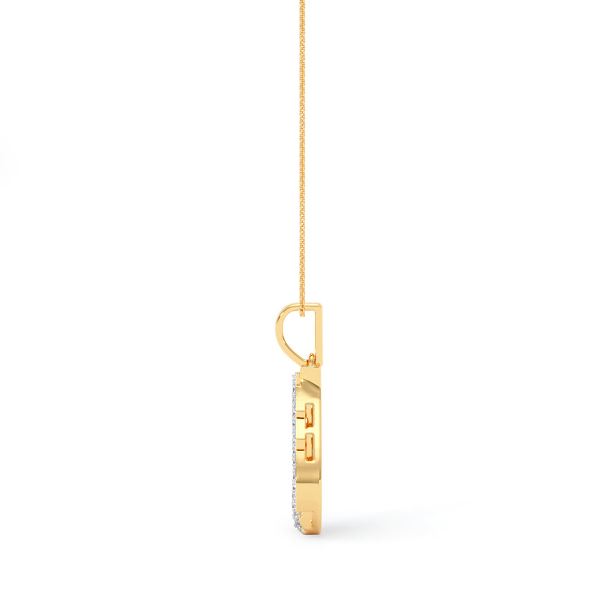 Lattice Teardrop Gold Diamond Pendant