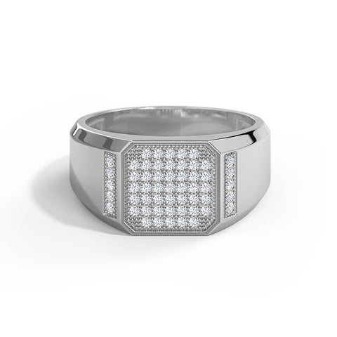 Grand Pave Square Men Diamond Ring