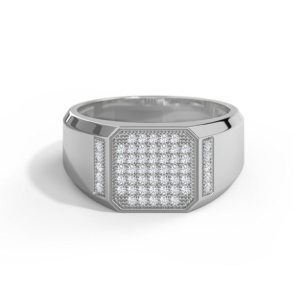 Grand Pave Square Men Diamond Ring