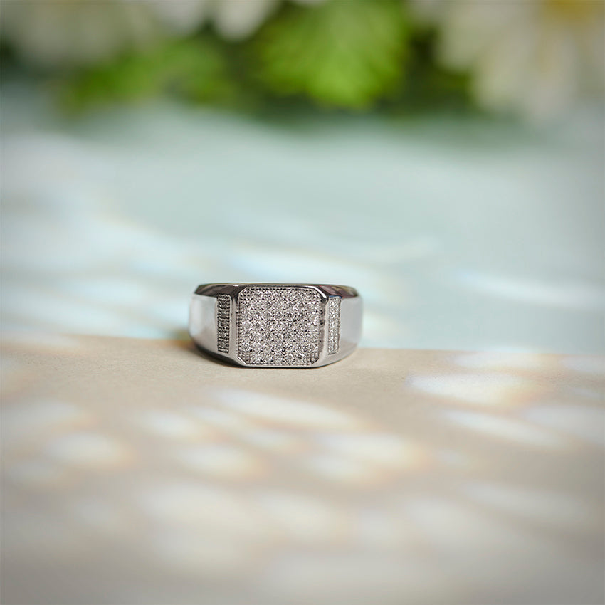 Grand Pave Square Men Diamond Ring