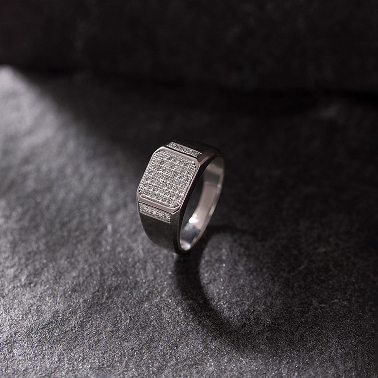 Grand Pave Square Men Diamond Ring