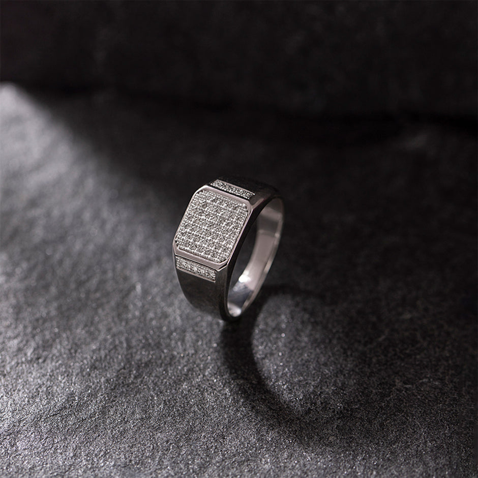 Grand Pave Square Men Diamond Ring