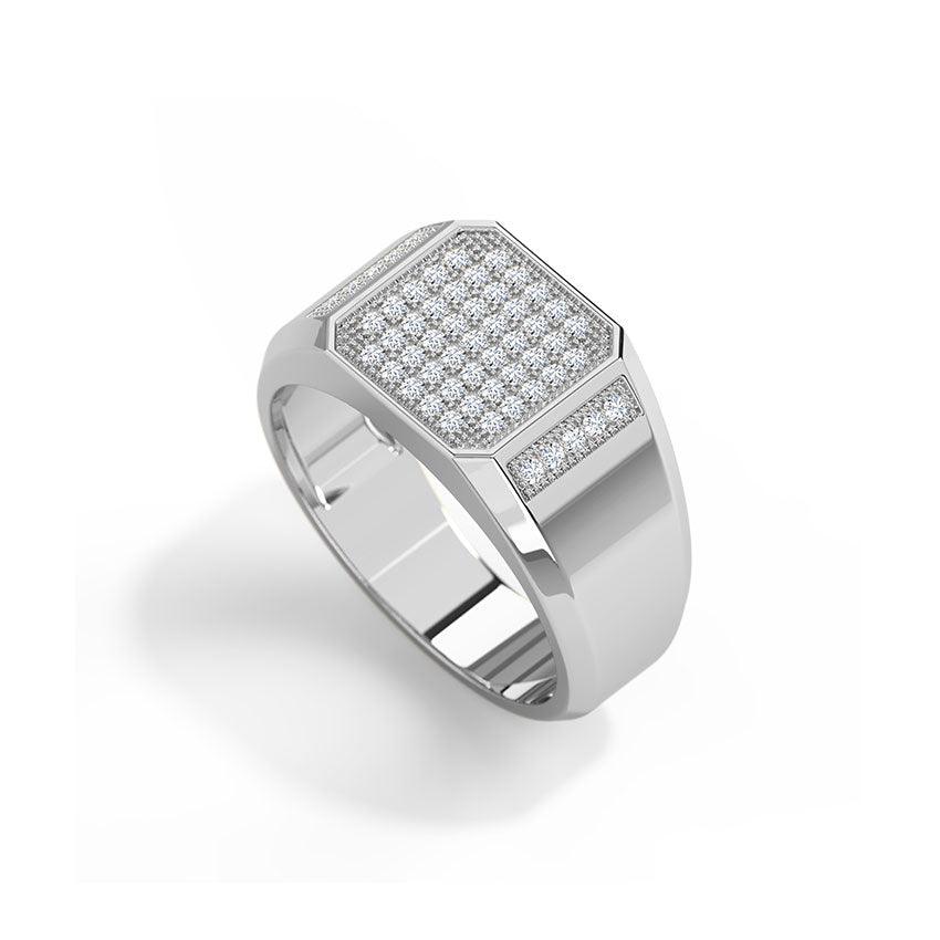 Grand Pave Square Men Diamond Ring