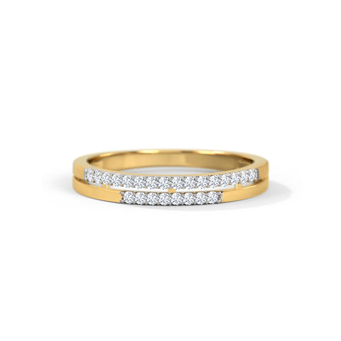 Twin Line Gold Diamond Ring