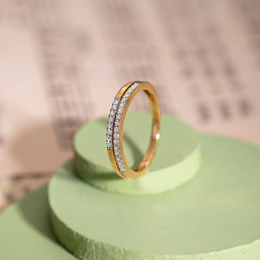 Twin Line Gold Diamond Ring