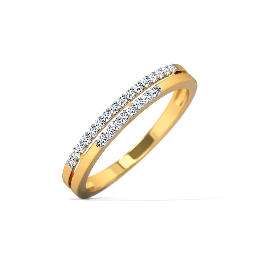 Twin Line Gold Diamond Ring