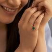 Green Stone Gold Diamond Ring Diana Style