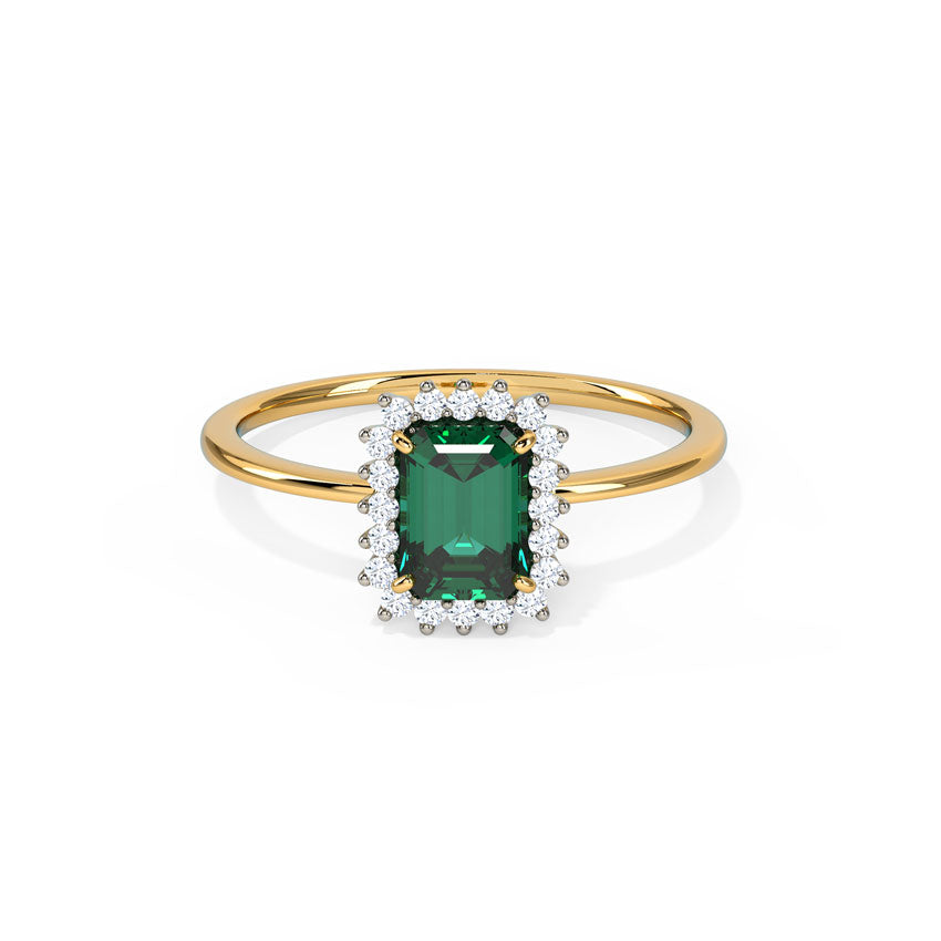 Green Stone Gold Diamond Ring Diana Style