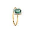 Green Stone Gold Diamond Ring Diana Style