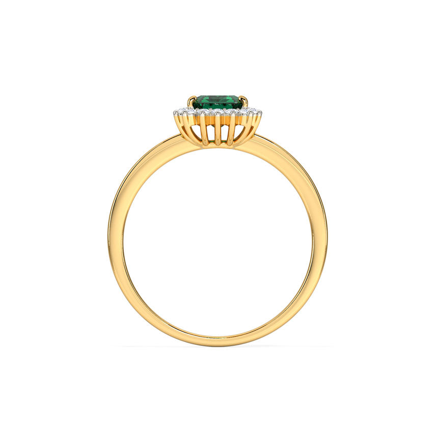 Green Stone Gold Diamond Ring Diana Style