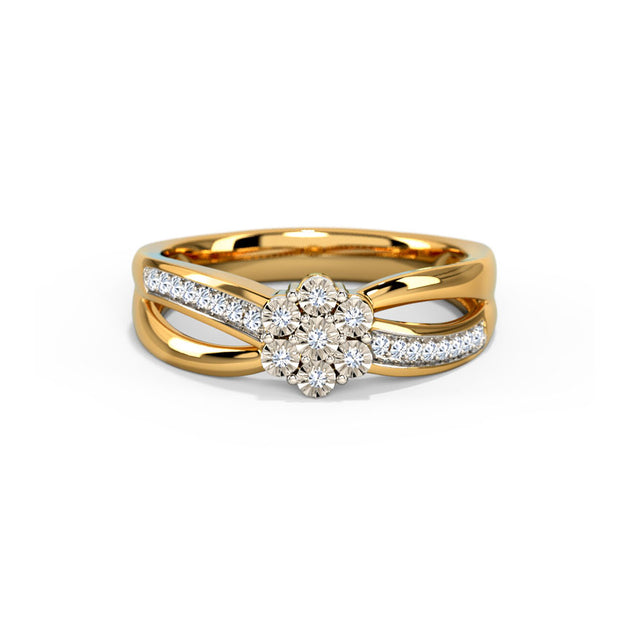 Blossom Flower Gold Diamond Ring