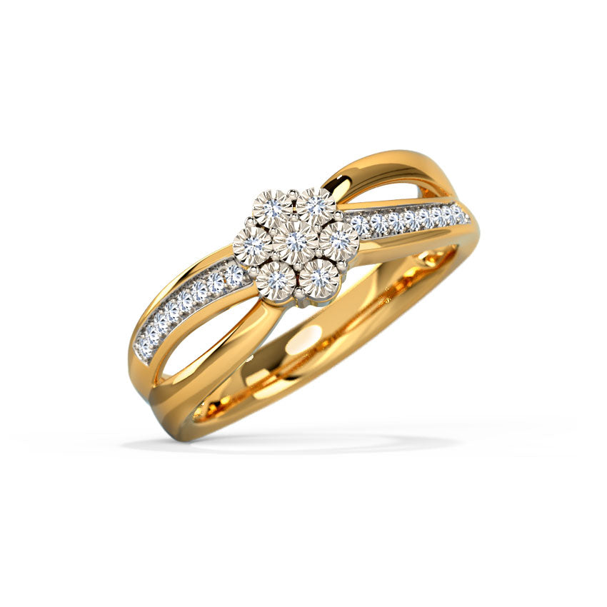 Blossom Flower Gold Diamond Ring