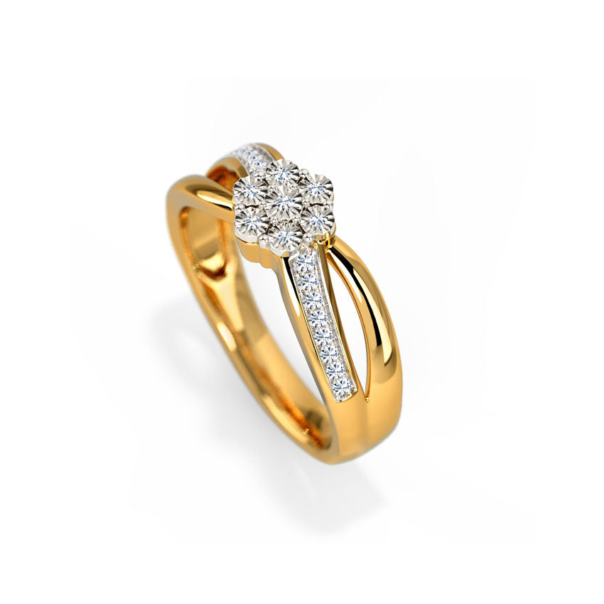 Blossom Flower Gold Diamond Ring