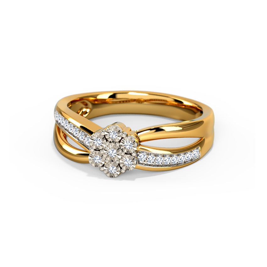 Blossom Flower Gold Diamond Ring