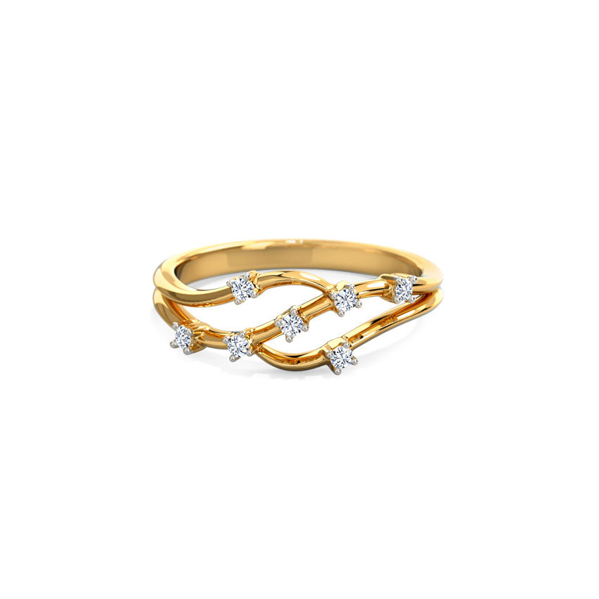 Wave Gold Diamond Ring