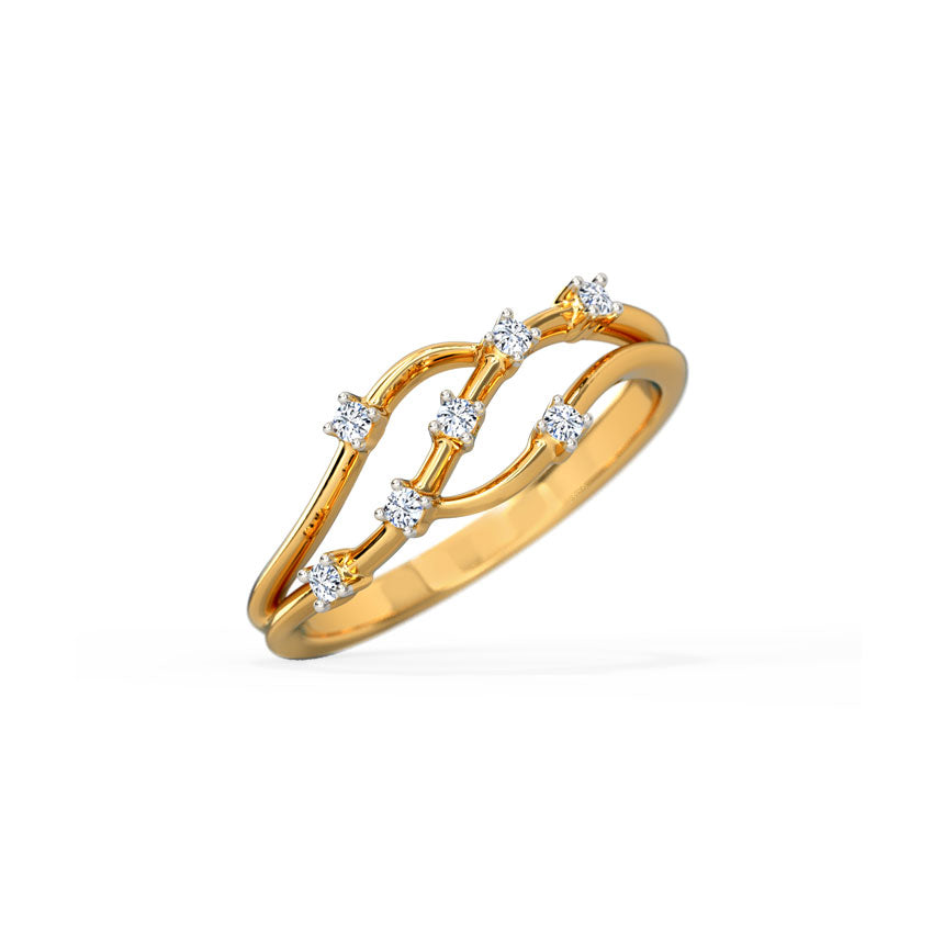 Wave Gold Diamond Ring