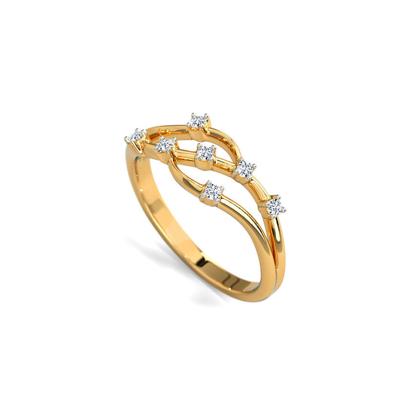 Wave Gold Diamond Ring