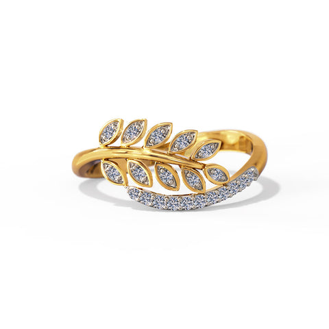 Gold Leaf Diamond Ring