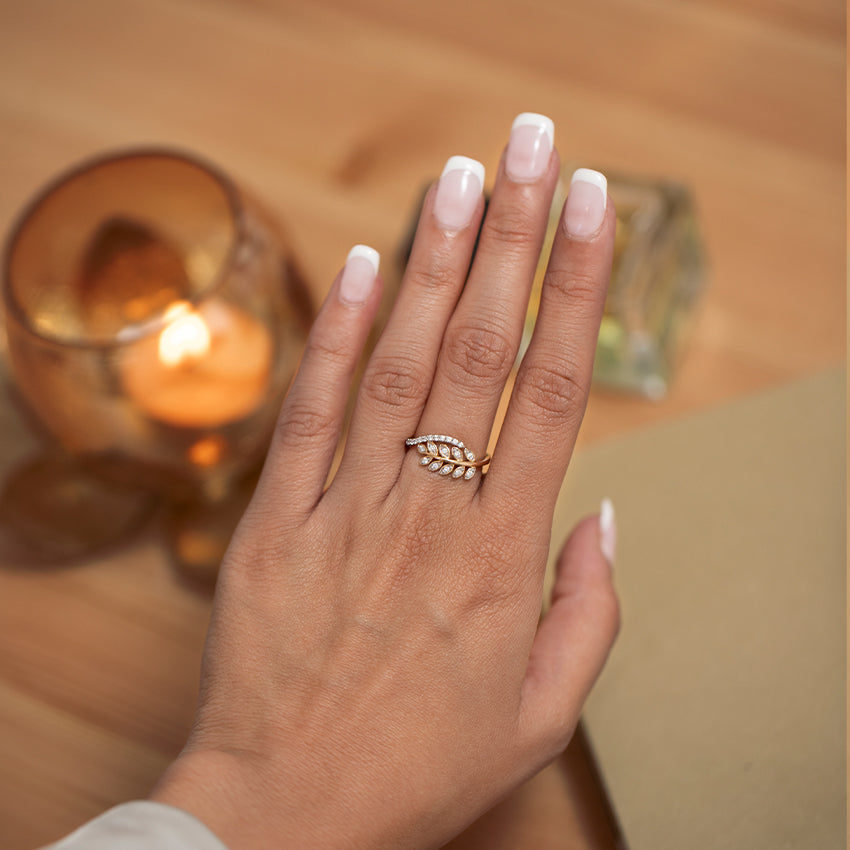 Gold Leaf Diamond Ring