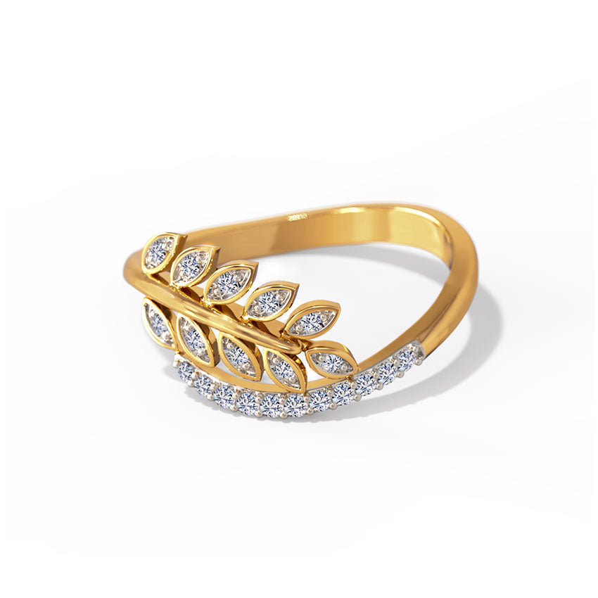 Gold Leaf Diamond Ring