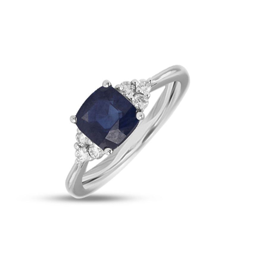 Blue Stone Gold Diamond Ring - Khatim Jewels