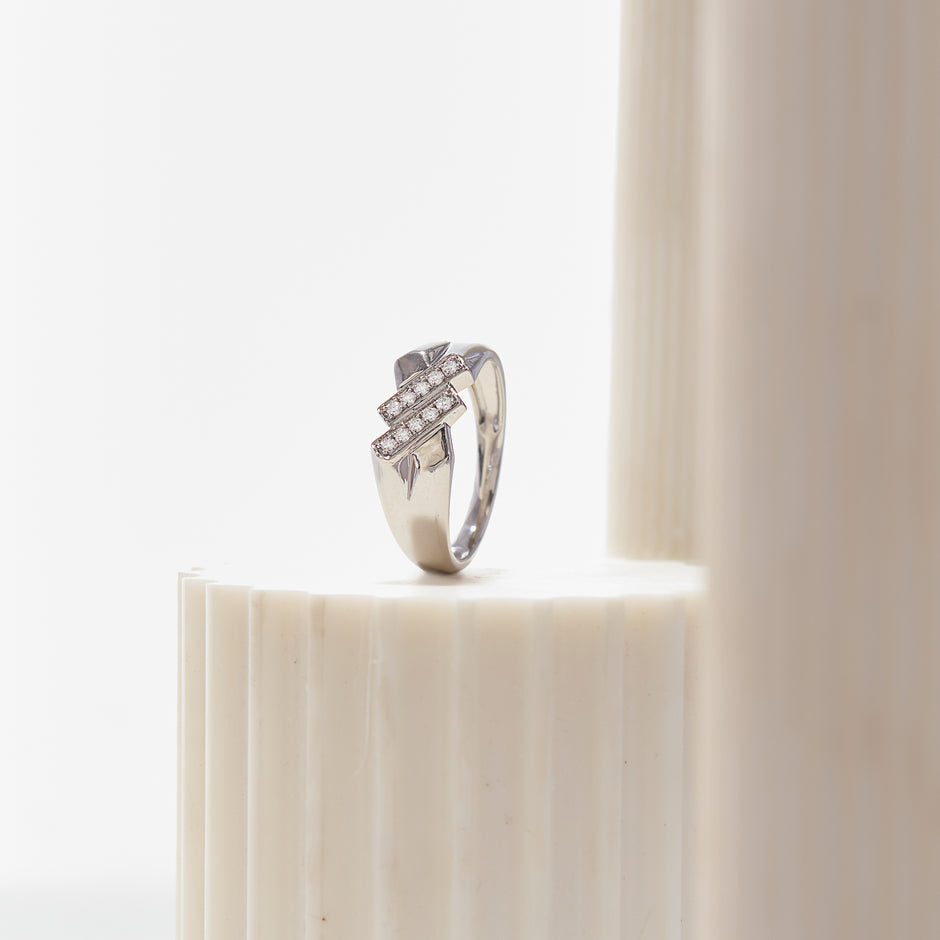 Dual-Bar Men Diamond Ring