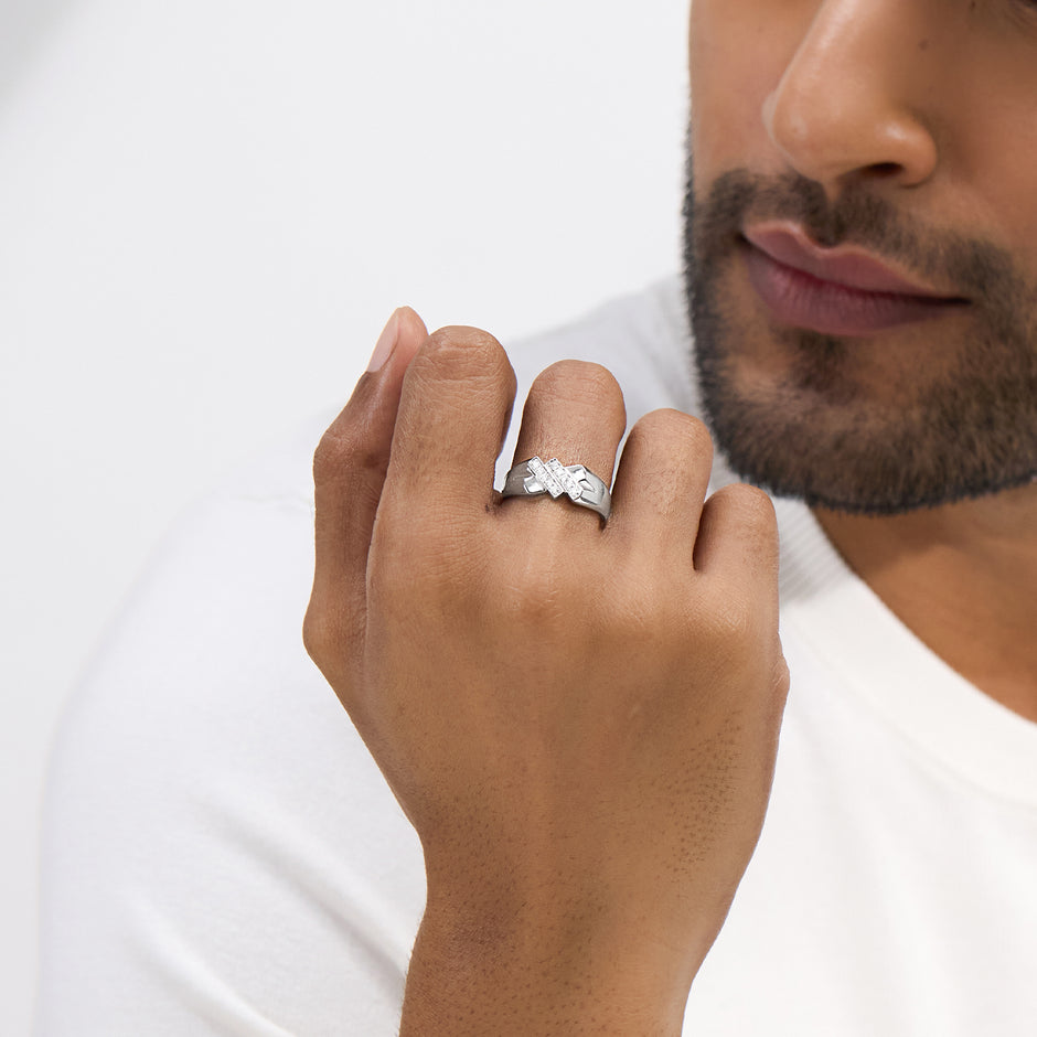 Dual-Bar Men Diamond Ring
