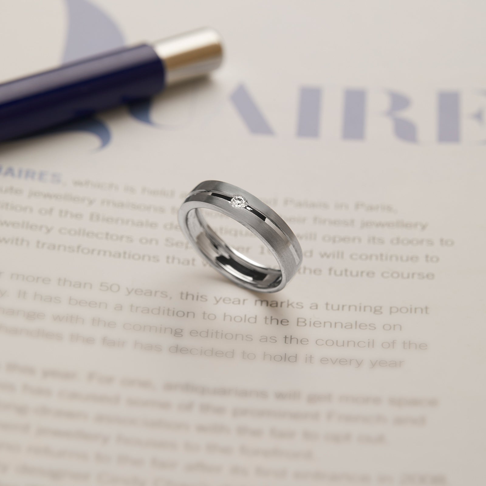 Matt Line Diamond Ring