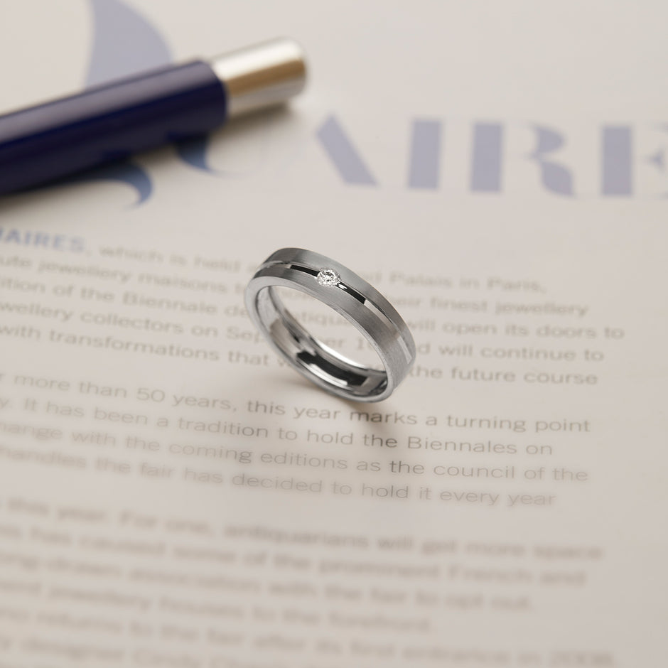 Matt Line Diamond Ring