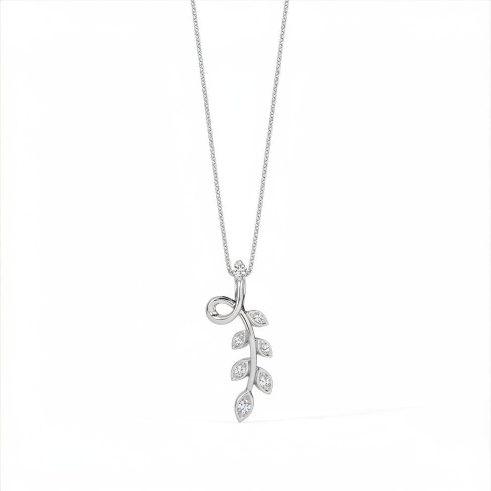 Dropping Leaf Gold Diamond Pendant
