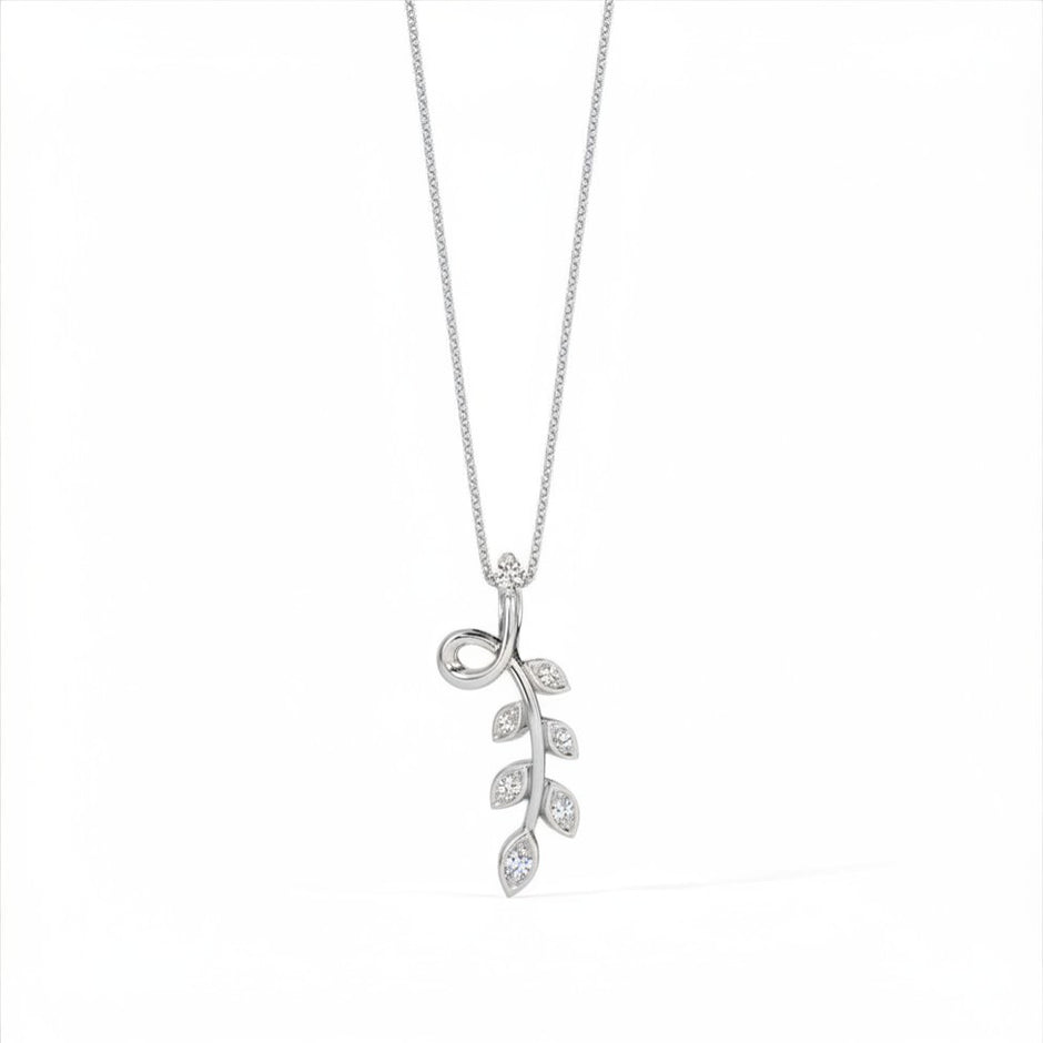 Dropping Leaf Gold Diamond Pendant