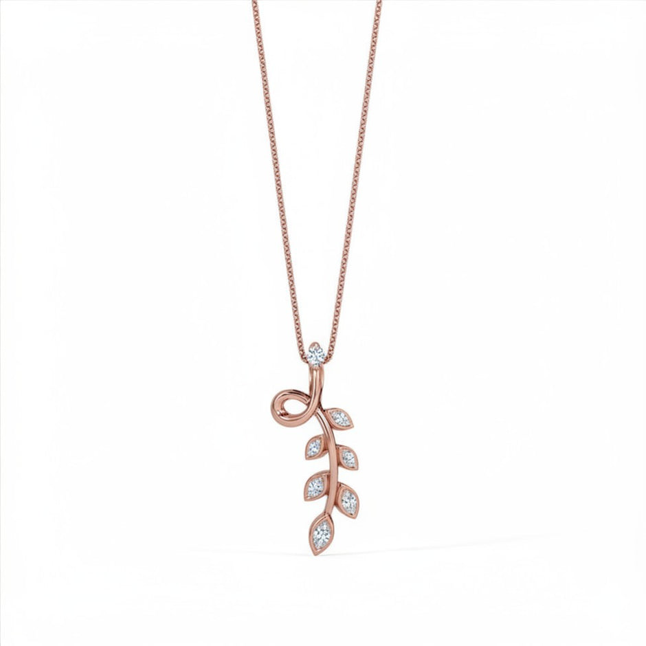 Dropping Leaf Gold Diamond Pendant