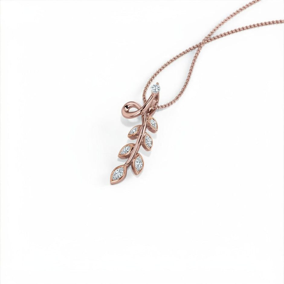 Dropping Leaf Gold Diamond Pendant