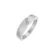 A geometric Men Diamond ring with a textured diamond-cut pattern and a small row of clear stones on the front, shown on a plain white background.