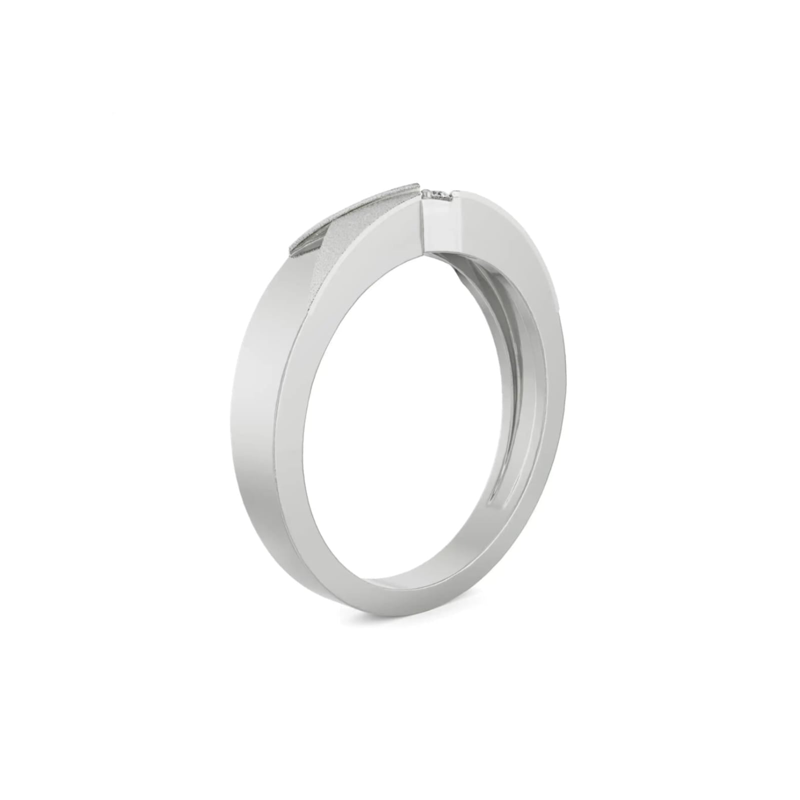 Men Diamond ring with a small geometric accent on the upper left side, shown on a clean white background.