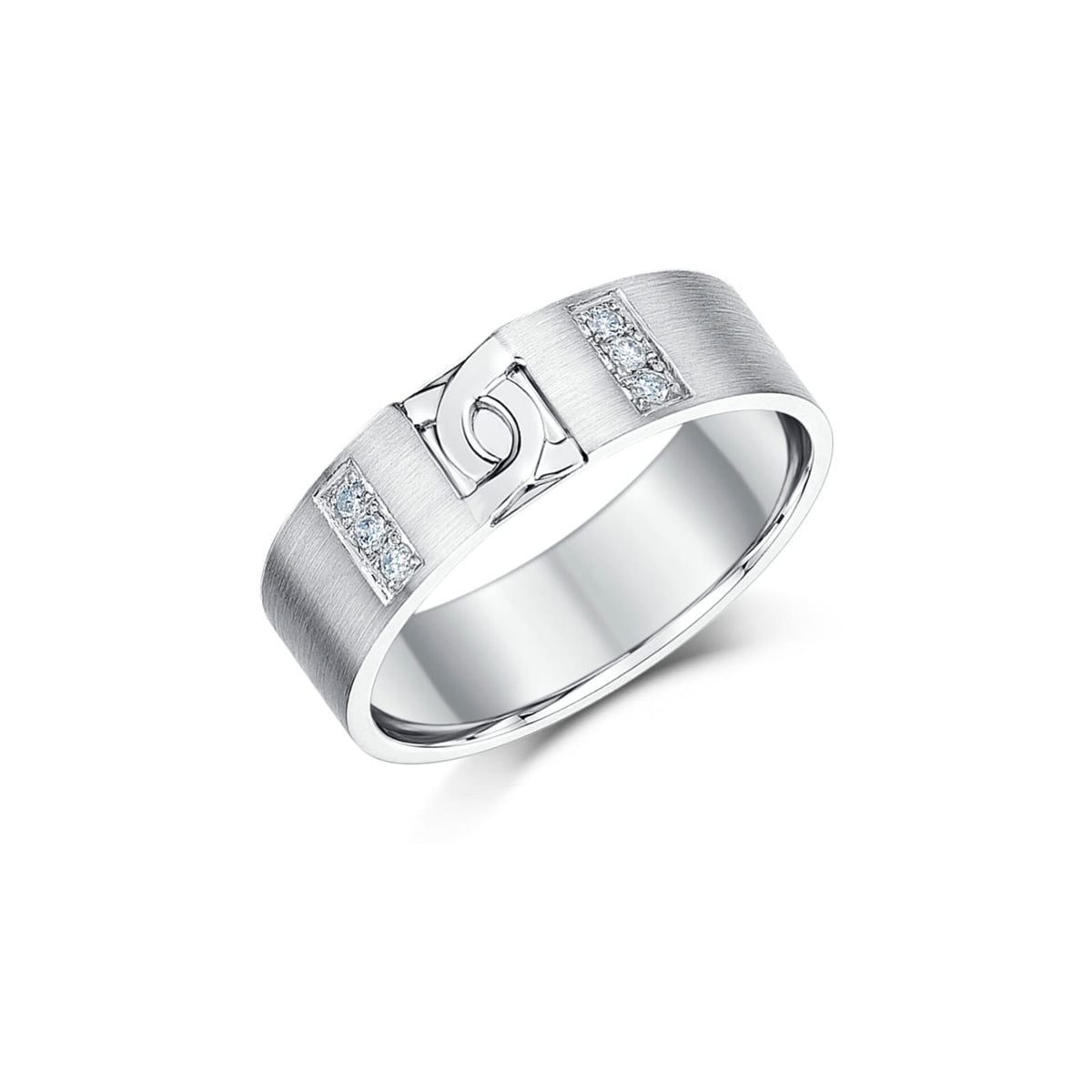 Modern Interlock Men's Diamond Ring in 925 sterling silver — front catalog view, image 1