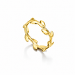 A women silver ring designed to look like a leafy vine or branch, photographed on a clean white background with a soft shadow underneath.