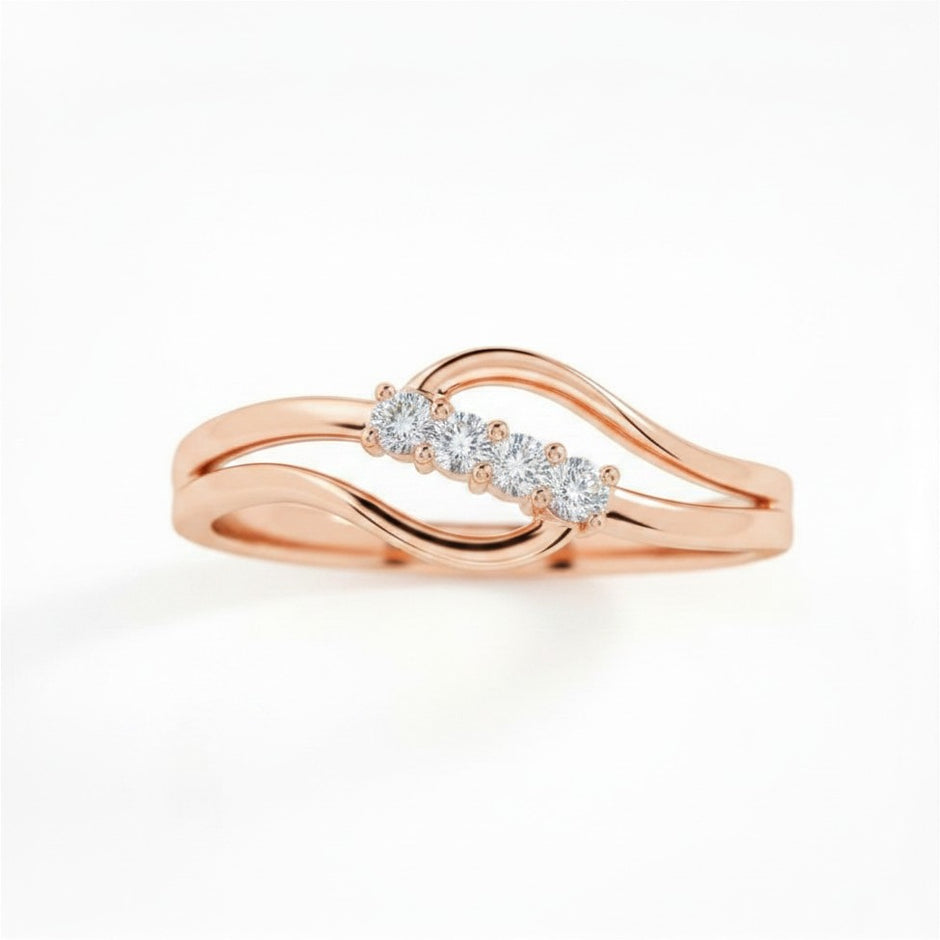 Infinity Ripple Gold Diamond Ring