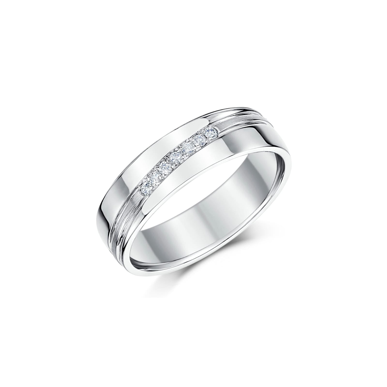 Shiny Line Groove Men Diamond Ring