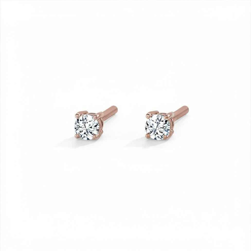 Solitaire Gold Diamond Earrings