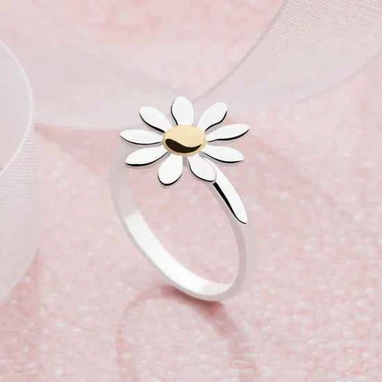 Sun Flower Women Silver Ring