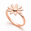 A rose gold Platted Women Silver ring daisy ring with a polished finish, shown on a clean white background with a soft shadow.