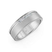 A silver-toned men's diamond ring featuring a channel-set row of small clear stones along the top curve, shown on a clean white background.
